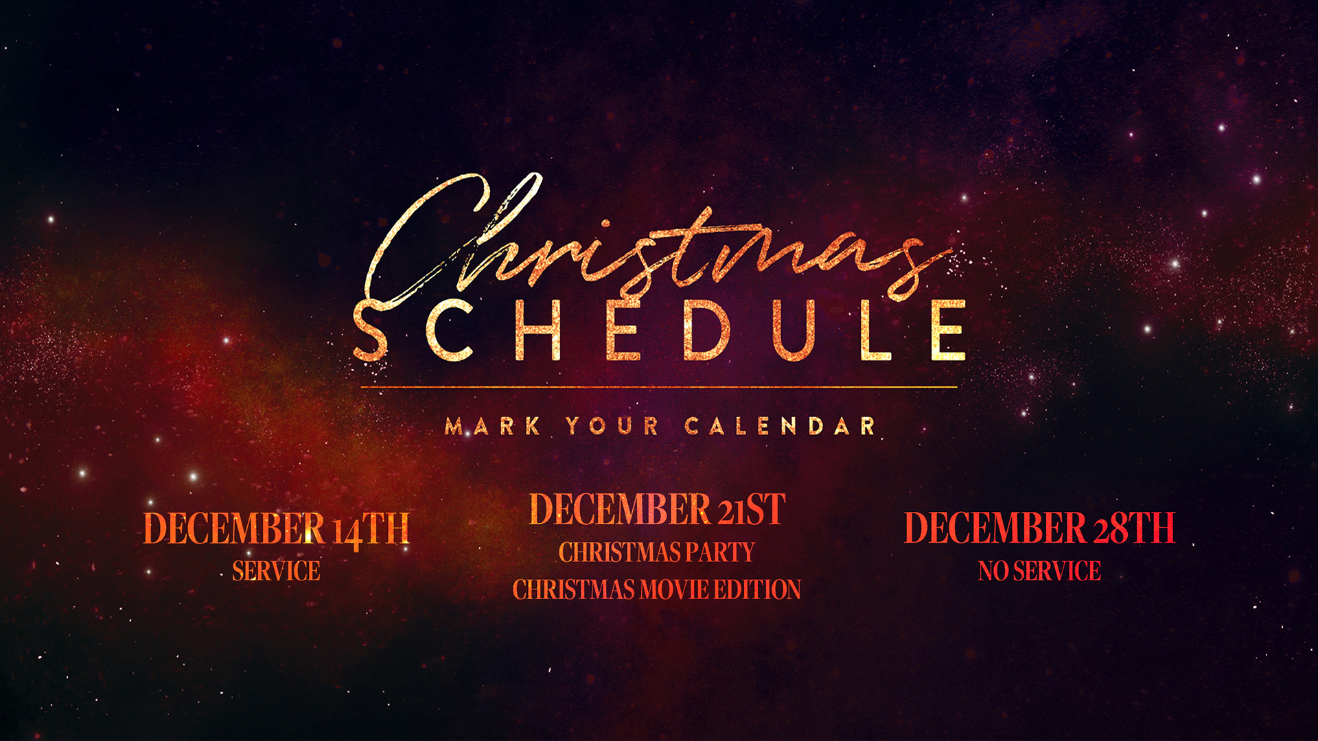 Christmas Schedule